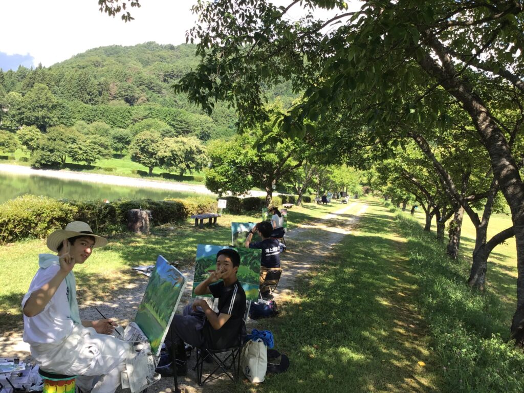 高1デザイン美術コース　油絵合宿2日目