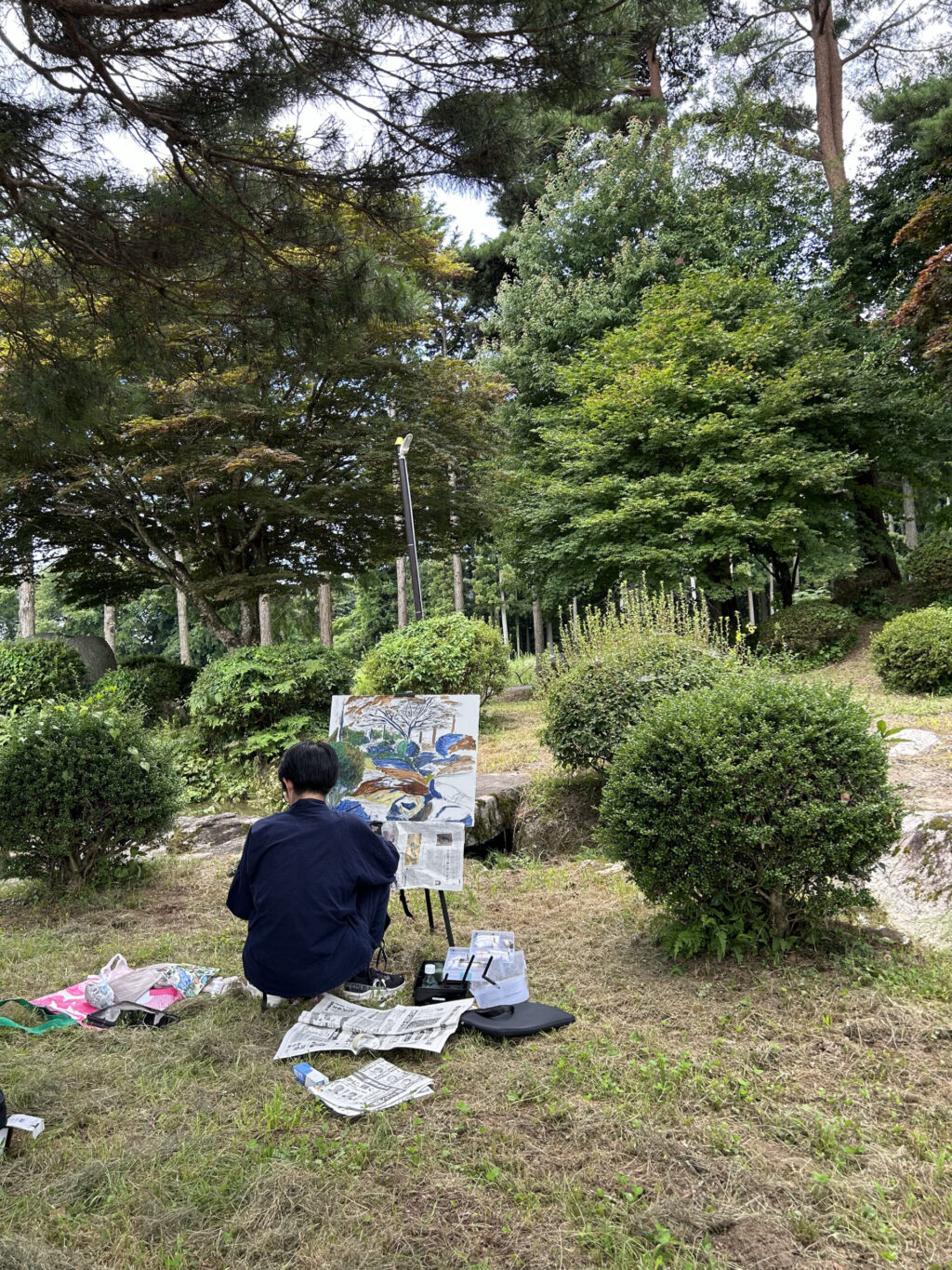 高1デザイン美術コース　油絵合宿2日目