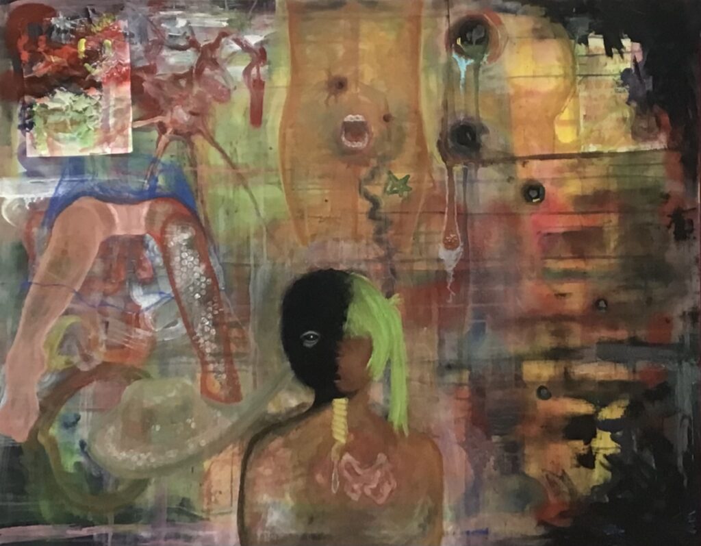 平面部門　絵画　 3年　林　咲希　　【自己愛】 油彩、Ｆ50キャンヴァス