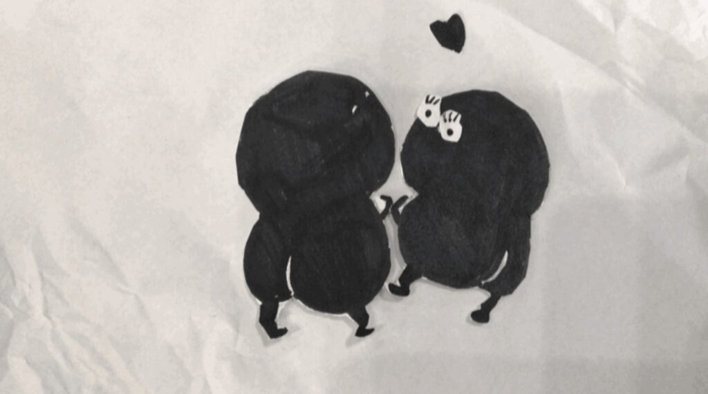 映像部門　　アニメーション １年　門井彩妃　【白い世界であった二人】 １５秒