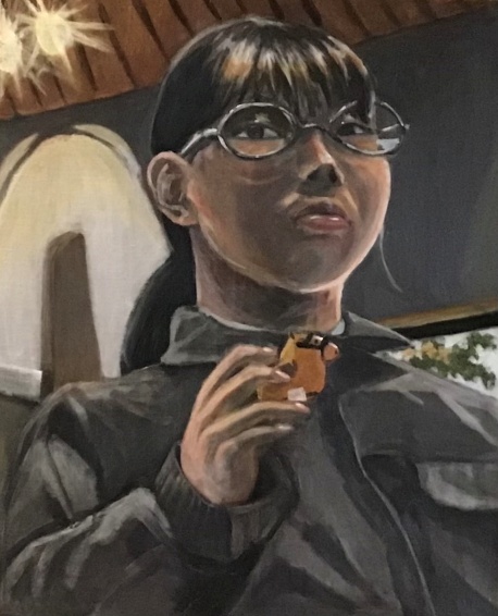 油彩 自画像Kさん